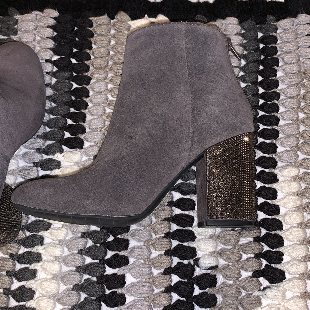 Suede Rhinestone Booties